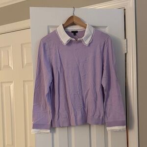 Talbots Lilac Sweater with White Collar